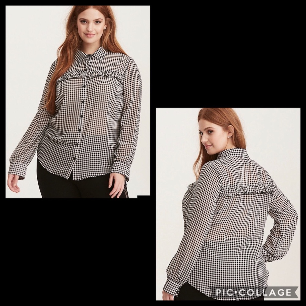 🚫SOLD🚫TORRID• gingham ruffled blouse